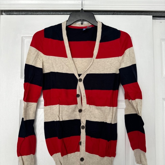 Men’s DIVIDED (H&M) Cardigan Sweater - Color Blue, Red, Cream - Size S - Picture 1 of 3